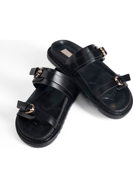 "şık Tokalı Deri Kadın Terlik -Günlük Kullanıma Uygun, Yumuşak Taban" fırsatları