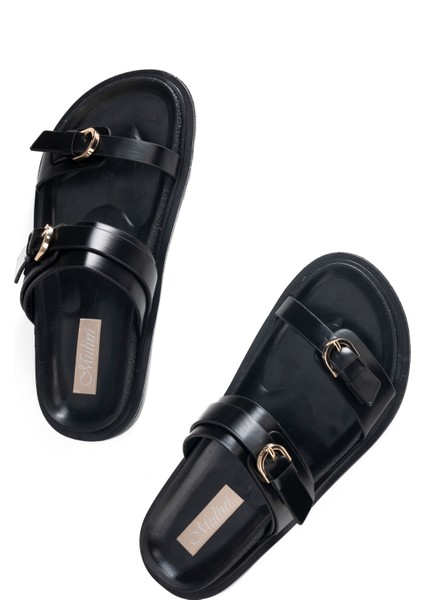 "şık Tokalı Deri Kadın Terlik -Günlük Kullanıma Uygun, Yumuşak Taban"