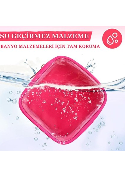 Şeffaf ve Pembe Cilt Bakım Çantası, Şık ve Kullanışlı Taşıma Ürünü fırsatları