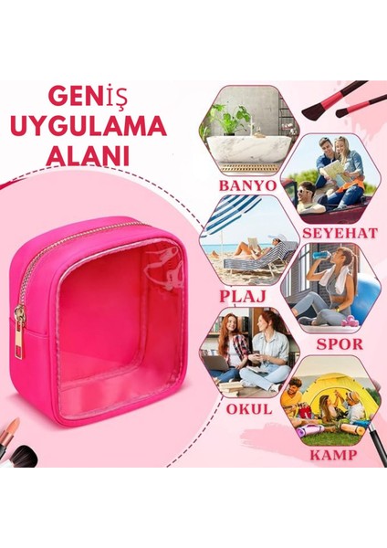 Şeffaf ve Pembe Cilt Bakım Çantası, Şık ve Kullanışlı Taşıma Ürünü indirimleri