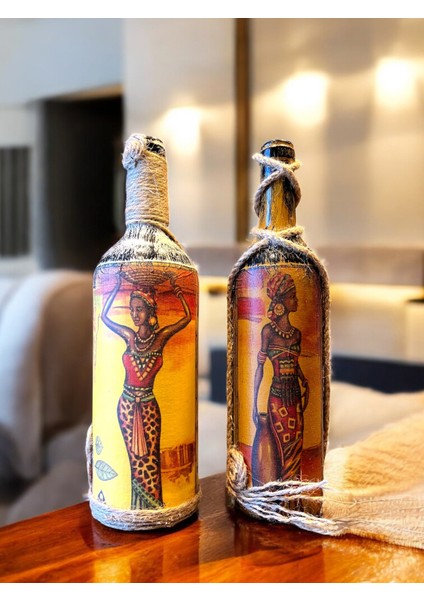 El Yapımı Dekoratif Şişeler 2'Li Set fırsatları