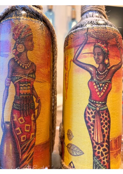 El Yapımı Dekoratif Şişeler 2'Li Set indirimleri