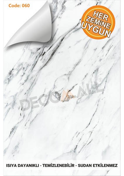 Code 60 Suya Dayanıklı Mutfak Banyo Zemin Mermer Mobilya Fayans Yapışkanlı Folyo Kaplama