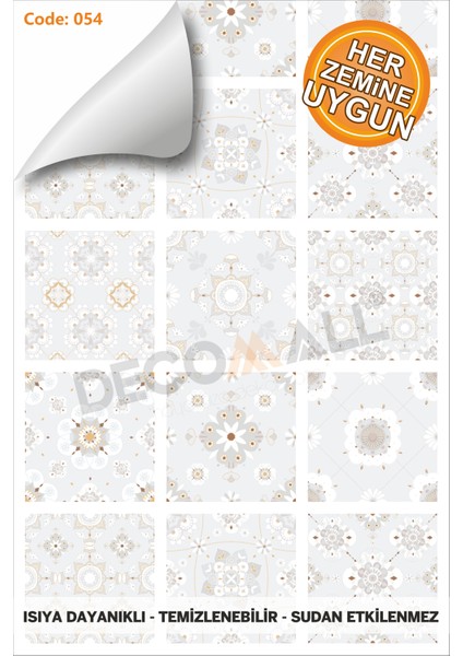 Code 54 Suya Dayanıklı Mutfak Banyo Zemin Mermer Mobilya Fayans Yapışkanlı Folyo Kaplama
