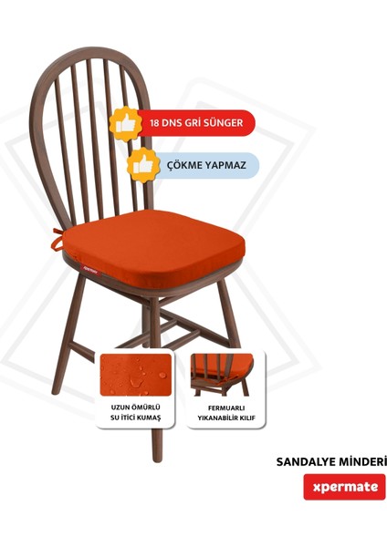4'lü Standartfit Oval Sandalye Minderi Fermuarlı Yıkanabilir Kılıf Bağcıklı Su ve Yağ Itici 42 x 42 x 5 Kiremit fiyatları