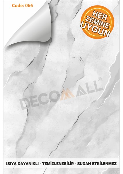 Code 66 Suya Dayanıklı Mutfak Banyo Zemin Mermer Mobilya Fayans Yapışkanlı Folyo Kaplama