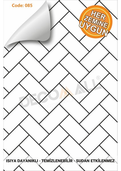 Code 85 Suya Dayanıklı Mutfak Banyo Zemin Mermer Mobilya Fayans Yapışkanlı Folyo Kaplama