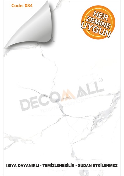 Code 84 Suya Dayanıklı Mutfak Banyo Zemin Mermer Mobilya Fayans Yapışkanlı Folyo Kaplama