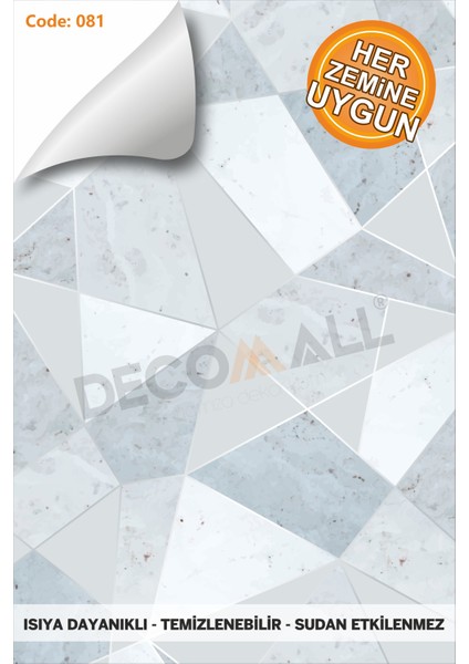 Code 81 Suya Dayanıklı Mutfak Banyo Zemin Mermer Mobilya Fayans Yapışkanlı Folyo Kaplama