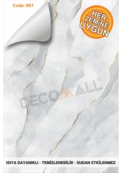 Code 67 Suya Dayanıklı Mutfak Banyo Zemin Mermer Mobilya Fayans Yapışkanlı Folyo Kaplama