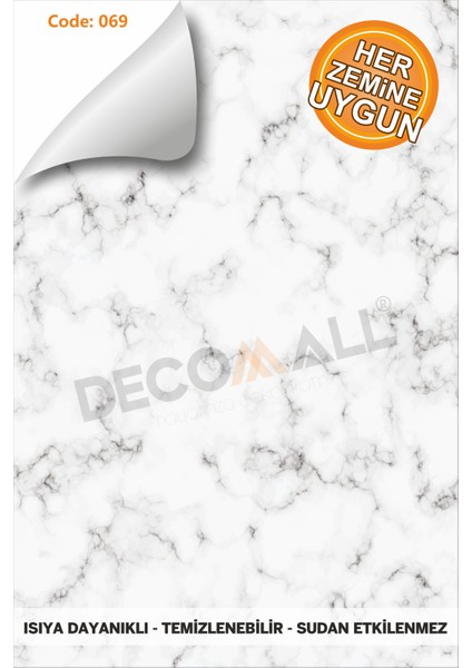 Code 69 Suya Dayanıklı Mutfak Banyo Zemin Mermer Mobilya Fayans Yapışkanlı Folyo Kaplama