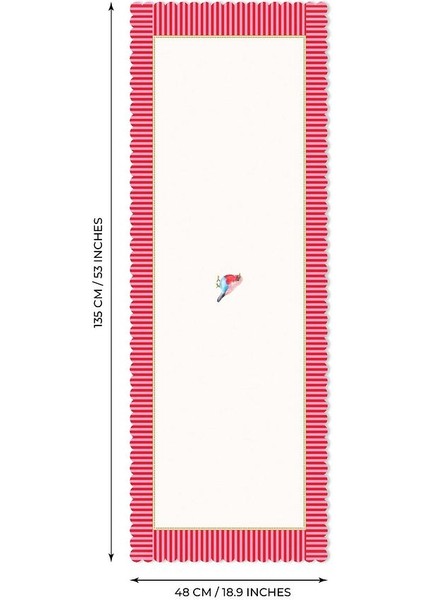 Dekoratif Kenar Kuş Tasarım Dijital Baskılı Dikişsiz Lazer Kesim Runner - 48X132CM fiyatları
