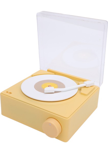 Plak Çalar Bluetooth Hoparlör Abs Sevimli Taşınabilir Kablosuz Pikap Hoparlör Çalar Saat Ev Yatak Odası Masa Dekoru Krem Sarı (Yurt Dışından) modelleri
