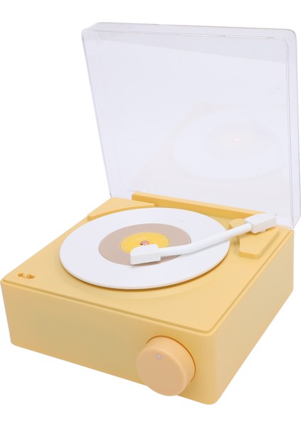 Plak Çalar Bluetooth Hoparlör Abs Sevimli Taşınabilir Kablosuz Pikap Hoparlör Çalar Saat Ev Yatak Odası Masa Dekoru Krem Sarı (Yurt Dışından) indirimleri