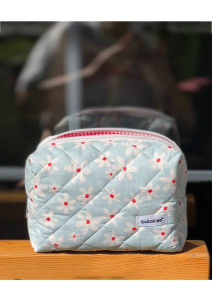 Renkli Papatya Desenli Büyük Boy Makyaj Çantası modelleri