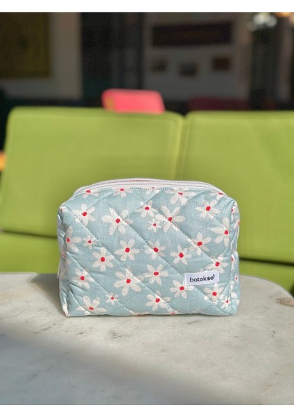 Renkli Papatya Desenli Büyük Boy Makyaj Çantası