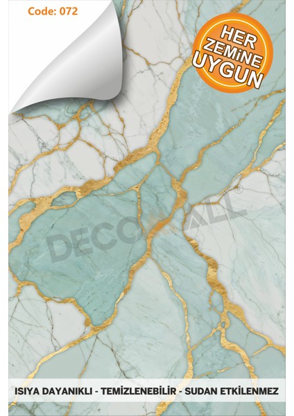 Code 72 Suya Dayanıklı Mutfak Banyo Zemin Mermer Mobilya Fayans Yapışkanlı Folyo Kaplama