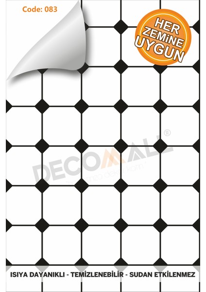 Code 83 Suya Dayanıklı Mutfak Banyo Zemin Mermer Mobilya Fayans Yapışkanlı Folyo Kaplama