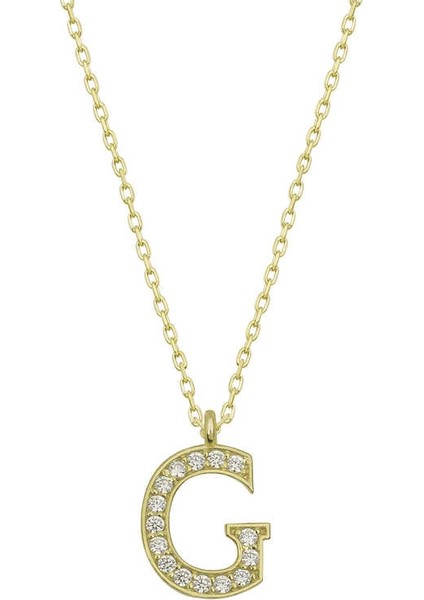 925 Ayar Gümüş Gold G Harfi Kadın Gümüş Kolye (T6613) (336336)