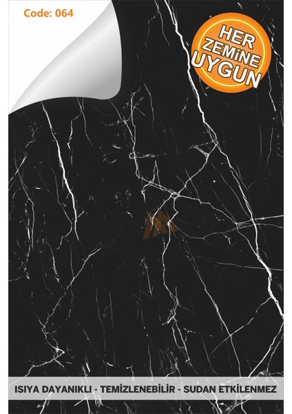 Code 64 Suya Dayanıklı Mutfak Banyo Zemin Mermer Mobilya Fayans Yapışkanlı Folyo Kaplama