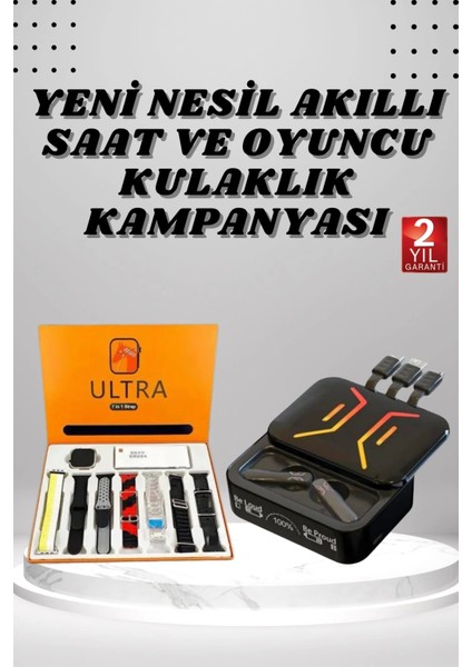 Lider Global Powerbank Kulaklık ve 7 Kordonlu Akıllı Saat Çoklu Şarj Girişi Bluetooth Bağlantılı