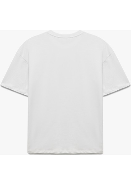 Kısa Kollu Bisiklet Yaka Pamuklu Köpek Işlemeli Oversize Tişört fırsatları