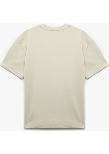 Pamuklu Kısa Kollu Pike Kumaş Bisiklet Yaka Basic Oversize Tişört fiyatları