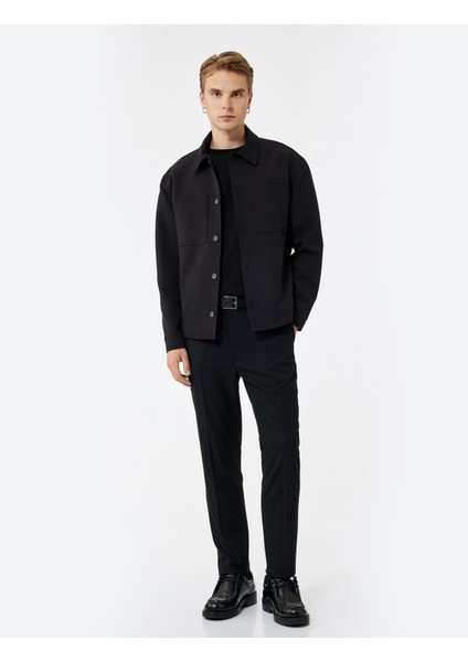 Düğmeli Cep Detaylı Slim Fit Kumaş Pantolon