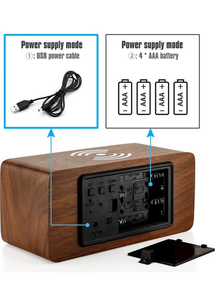 Kablosuz Şarjlı Dijital Çalar Saat Led Masa Çalar Saat Sıcaklık Göstergesi (Yurt Dışından) modelleri