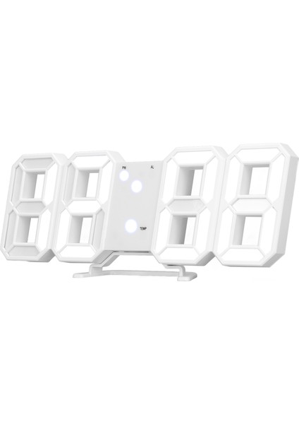 3D LED Dijital Çalar Saat Abs Gece Lambası Sıcaklık Masa Duvar Saati Ev Dekoru Yatak Odası Beyaz (Yurt Dışından) fiyatları