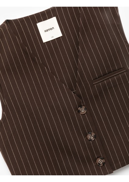 Kolsuz Cepli V Yaka Düğmeli Crop Yelek modelleri