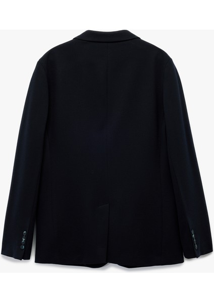 Pike Kumaş Uzun Kollu Kapaklı Cep Detaylı Düğmeli Slim Fit Mono Yaka Blazer Ceket
