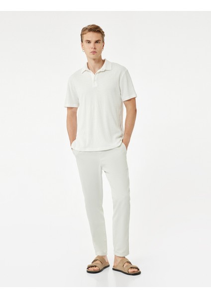 Cep Detaylı Pamuklu Gabardin Beli Bağcıklı Pantolon