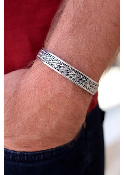 Örgü Model 925 Ayar Saf Gümüş Unisex Hasır Bilezik 201024394