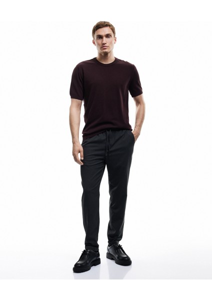 Beli Bağcıklı Katlamalı Paça Cep Detaylı Slim Fit Pantolon