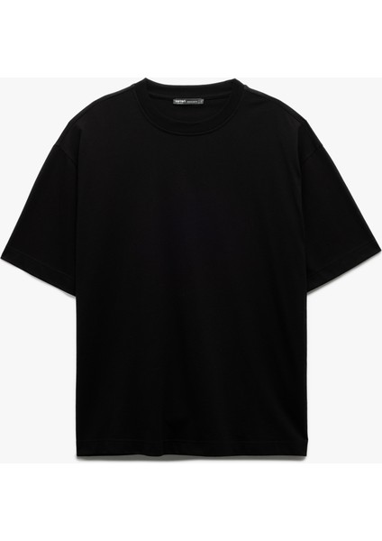 Kısa Kollu Bisiklet Yaka Pamuklu Basic Oversize Tişört modelleri