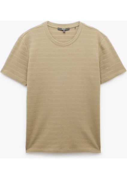Bisiklet Yaka Dokulu Kısa Kollu Pamuklu Slim Fit Tişört modelleri