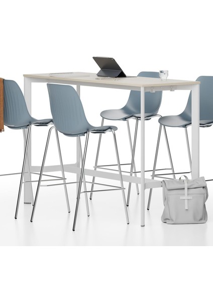 Surf Bar Sandalyesi, Krom Ayak & Mavi
