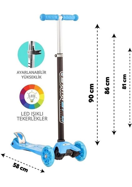 Mavi Twist Işıklı Scooter Kırmızı