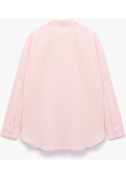 Pamuklu Klasik Yaka Düğmeli Uzun Kollu Oversize Gömlek fiyatları