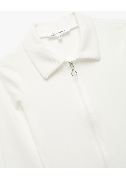 Fermuarlı Slim Fit Gömlek Yaka Kaşkorse Uzun Kollu Tişört indirimleri