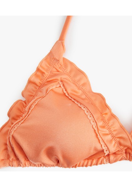 Boyundan Bağlamalı Fırfırlı Üçgen Bikini Üstü modelleri