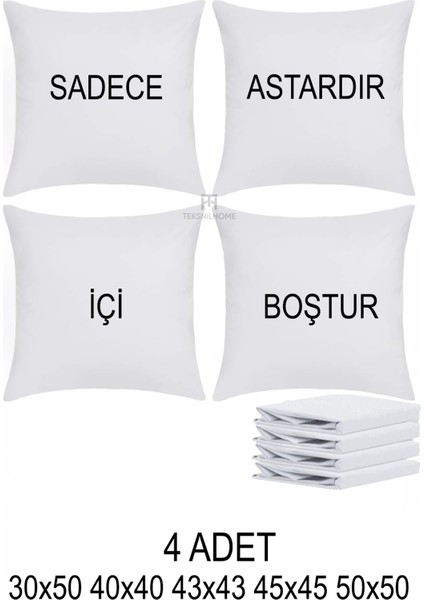 | 4 Adet Fermuarlı Kırlent Iç Astarı 5 Ebat Kırlent Içi Yastık Kılıf Astar Milt 30X50