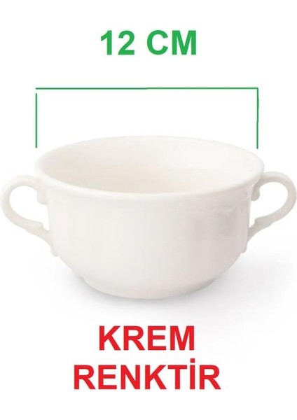 Krem Renk Çift Kulplu Çorbalık Porselen Çorba Kabı Çorba Dondurma Kasesi 12 cm 350 cc 4 Adet fiyatları