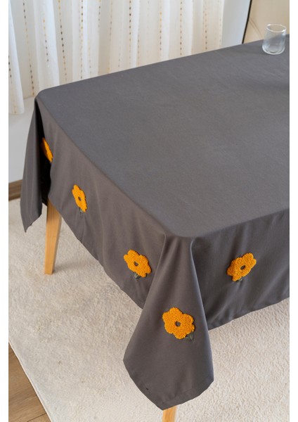 Florita Antrasit Punch Işlemeli Dertsiz Leke Tutmaz Masa Örtüsü 160X220 cm fiyatları