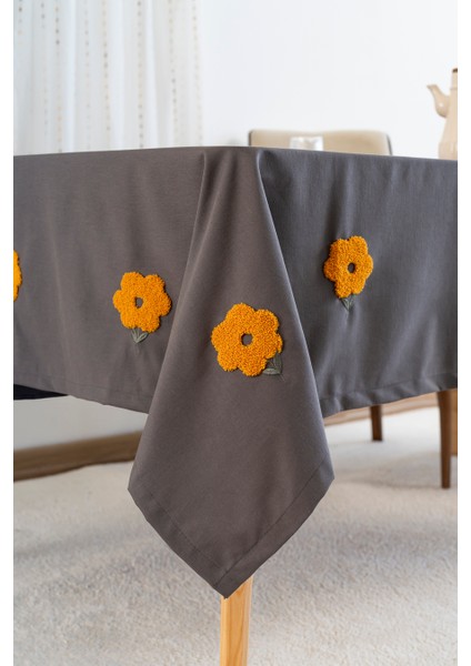 Florita Antrasit Punch Işlemeli Dertsiz Leke Tutmaz Masa Örtüsü 160X220 cm modelleri