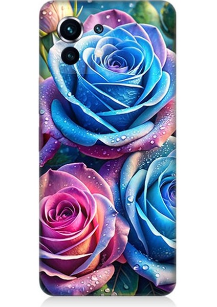 Xiaomi Mi 11 Uyumlu Gökkuşağı Renkli Güller Desenli Silikon Kılıf