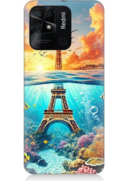 Xiaomi Redmi 10C Uyumlu Denizaltında Eyfel Hayali Desenli Silikon Kılıf