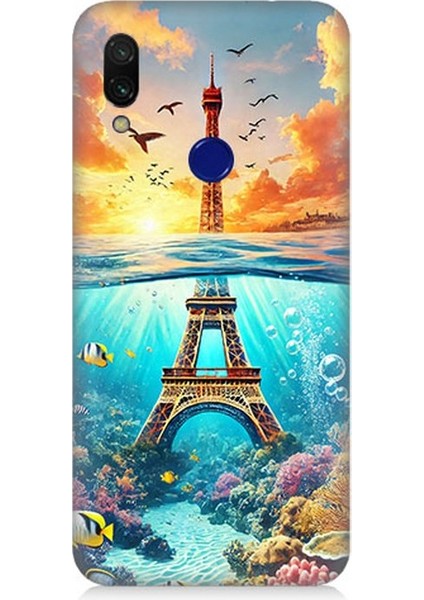 Xiaomi Redmi Note 7 Uyumlu Denizaltında Eyfel Hayali Desenli Silikon Kılıf