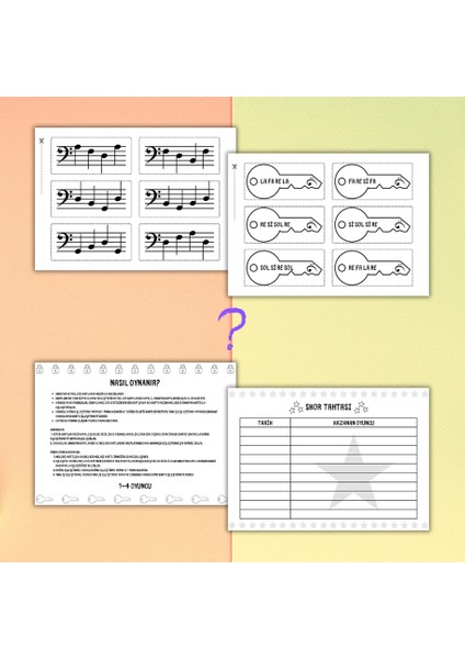 Fa Anahtarı Melodi Eşleştirme Kartları